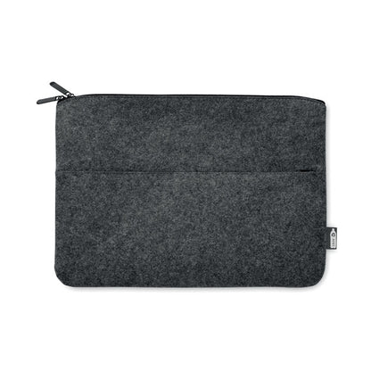 Funda de fieltro negra para portátil con dos compartimentos con cremallera