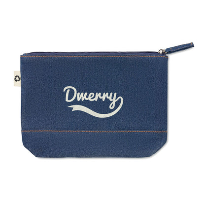 Neceser de algodón denim azul con personalizado con logotipo