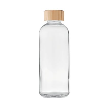 Botella de cristal con tapón de madera de bambú
