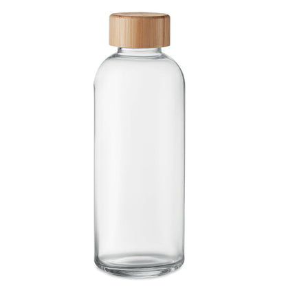 Botella de cristal con tapón de madera de bambú