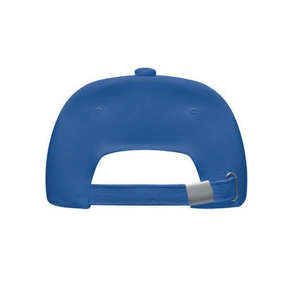 Vista trasera de hebilla de gorra ecológica azul