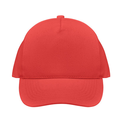 Vista frontal de gorra roja de canvas orgánica
