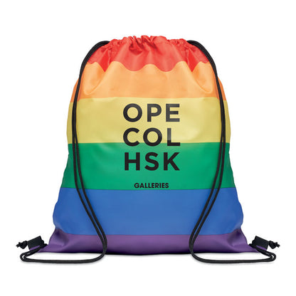 Saco de arcoíris con cuerdas con logo impreso