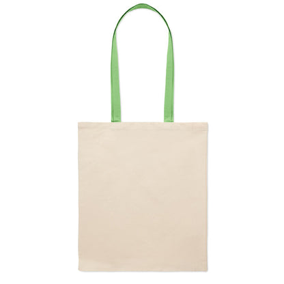 Bolsa de la compra de algodón color natural de asas largas verdes