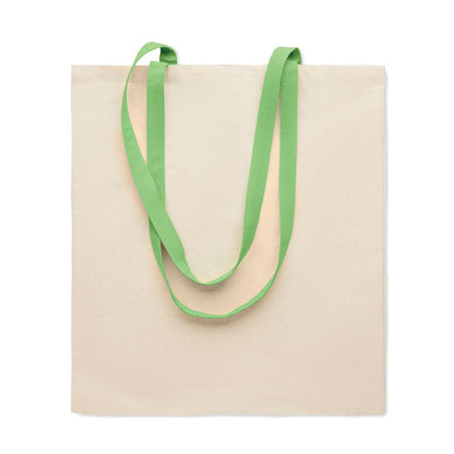 Bolsa de algodón color natural de asas color verde