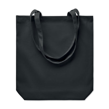 Bolsa de la compra negra de algodón canvas con asas largas 