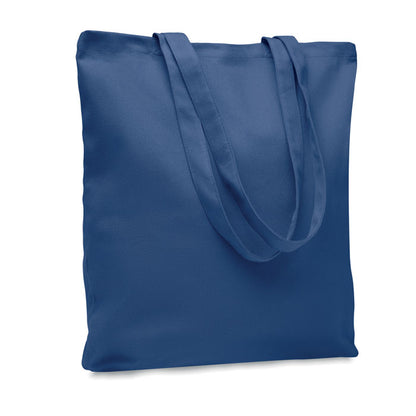 Bolsa de la compra azul de algodón canvas con asas largas 