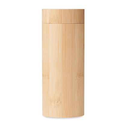 Estuche cilíndrico para gafas de madera de bambú con tapadera