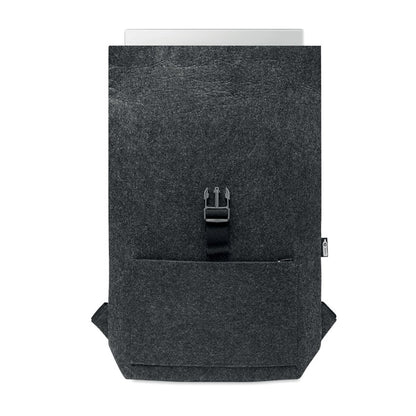Mochila para portátil de fieltro gris con cierre enrollable 