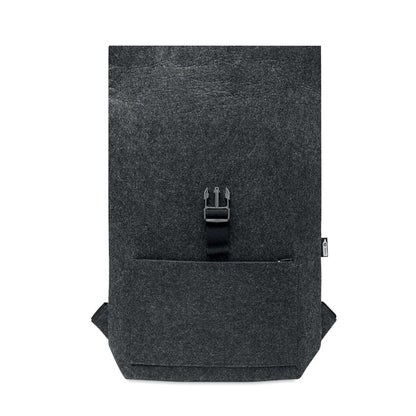 Mochila para portátil de fieltro gris con cierre enrollable 