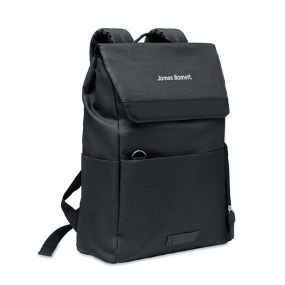 Mochila negra jaspeada para portátil con logo impreso
