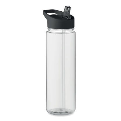 Botella deportiva transparente con tapa negra