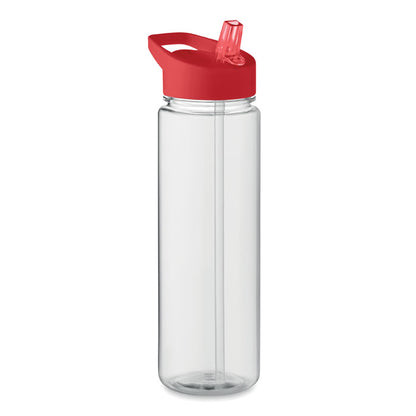 Botella deportiva transparente con tapa roja