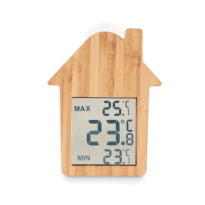 Estación meteorológica digital de madera con forma de casa