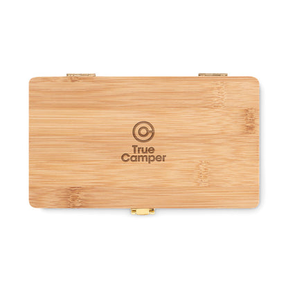 Caja rectangular de madera personalizada con logo en la tapa