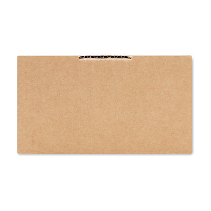 Vista posterior de caja marrón de cartón