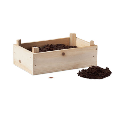 Caja de madera de kit de cultivo  con tierra 