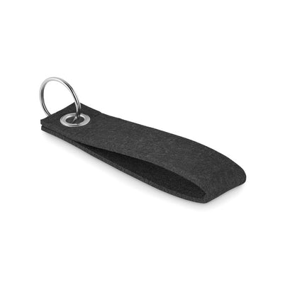 Llavero de fieltro negro rectangular.