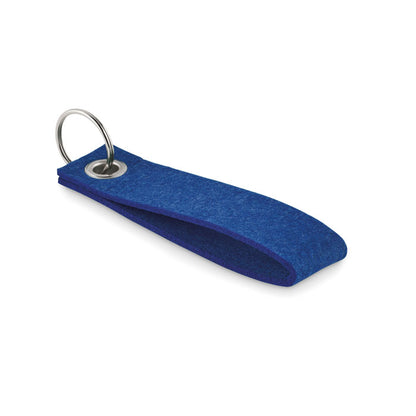 Llavero de fieltro azul rectangular