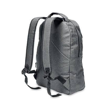 Parte trasera de mochila jaspeada con asa de transporte en parte superior