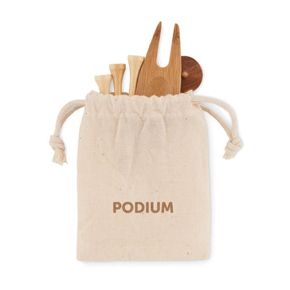 Bolsita de algodón personalizada con logotipo y con accesorios para golf