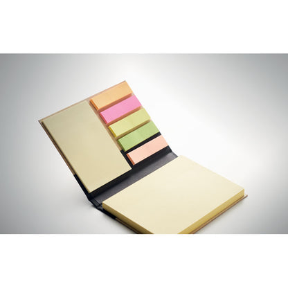 Notas adhesivas de 3 tamaños y colores en estuche con tapas de bambú