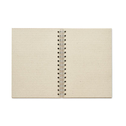 Vista lateral de cuaderno con espiral beige