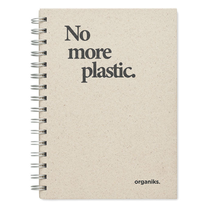 GRASS BOOK - Libreta anillas A5 papel hierba - Regalos Corporativos Personalizados · Clap Comunicacion