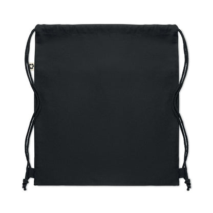Parte trasera de mochila de cordones negra de algodón 