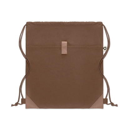 Mochila de cuerdas marron con detalles en cuero sintético