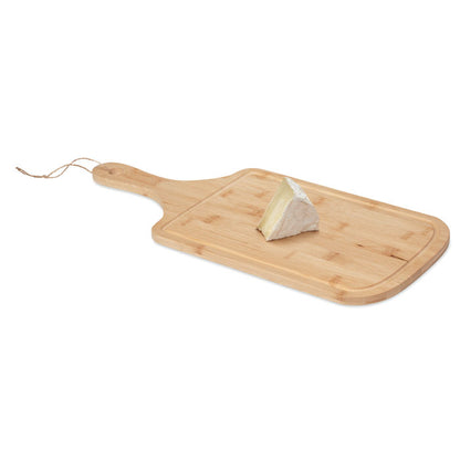 Tabla para cortar y servir queso con cuerda de yute