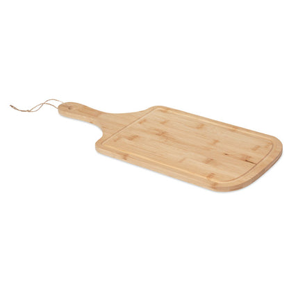 Tabla de cocina de bambú natural con cuerda de yute y forma rectangular