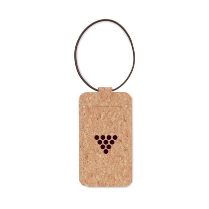 Identificador rectangular de corcho para maletas personalizado con un logotipo