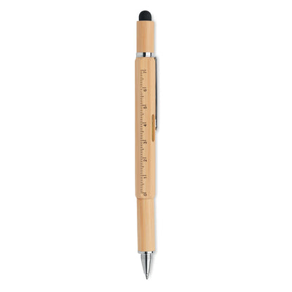 Detalle de bolígrafo de madera con regla de 7 cm.
