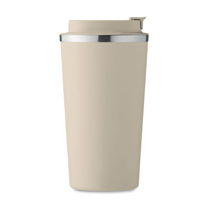 Mug beige de acero inoxidable beige con tapadera hermética