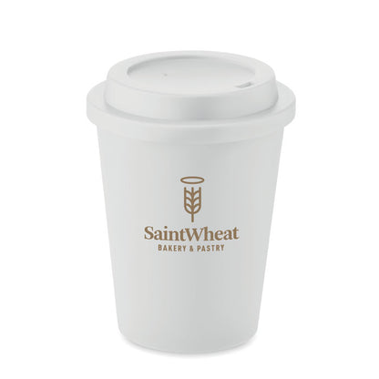 Vaso de plástico con tapadera personalizado con logotipo a un color