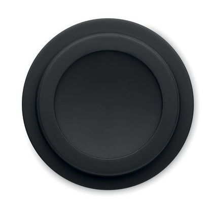 Vista superior de tapadera de vaso negra de plástico