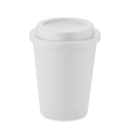 Vaso de plástico blanco con tapadera
