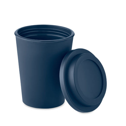Vaso con tapadera de plástico azul 