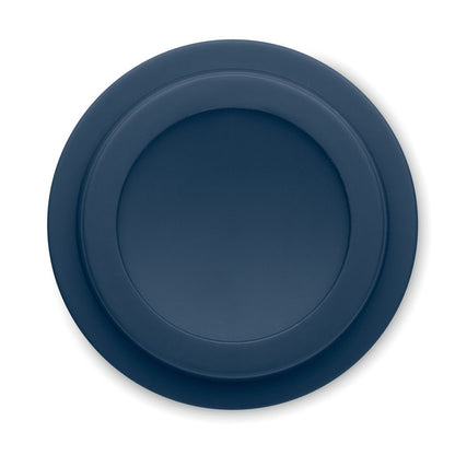 Vista superior de tapadera de vaso azul de plástico