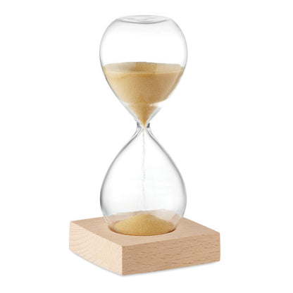 Reloj de arena de cristal con soporte d madera