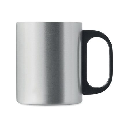 Taza de acero inox con asa negra