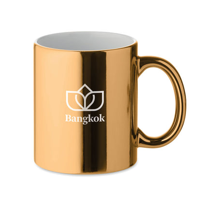 Taza de cerámica metalizada personalizada con logotipo