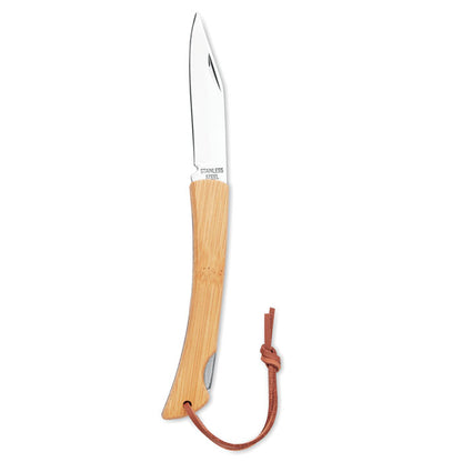 navaja plegable de bambú con cordón