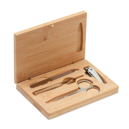 Set de 4 piezas de manicura en caja de bambú