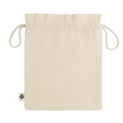 Saco mediano de algodón con etiqueta Organic Recycled en un lateral
