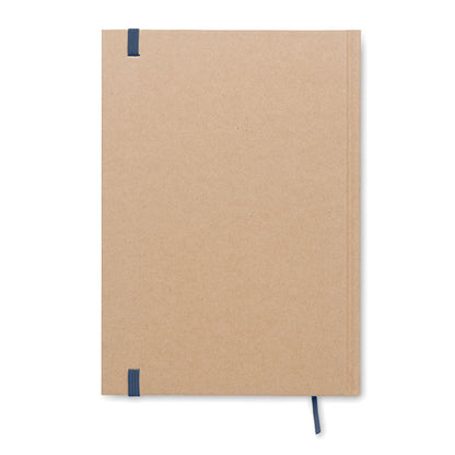 parte trasera de Libreta de cartón con cierre goma y marcapáginas marino