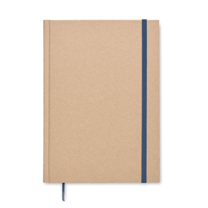 Libreta de cartón con cierre goma y marcapáginas marino