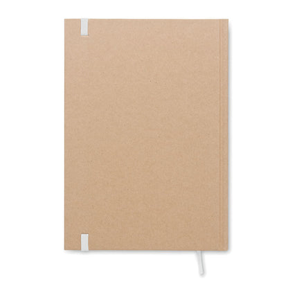 parte trasera de Libreta de cartón con cierre goma y marcapáginas blanco