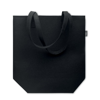 Totebag con fuelle inferior y asas largas de fieltro RPET negro